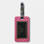 金ゴールドおよびショッキングピンクのクローバーの荷物のラベル ラゲッジタグ (裏面縦)