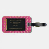 金ゴールドおよびショッキングピンクのクローバーの荷物のラベル ラゲッジタグ (裏面横)