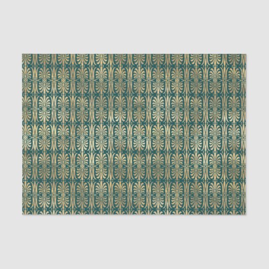 金ゴールドおよびターコイズヴィンテージパターン 薄葉紙 (正面)