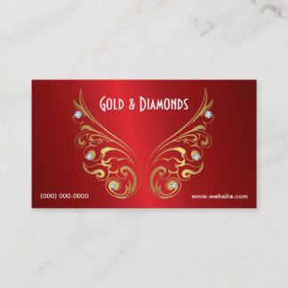 金ゴールドおよびダイヤモンドの赤い金属名刺 名刺