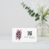 金ゴールドおよびバラ金ゴールドブラシストロークQRコード 名刺 (スタンド正面)