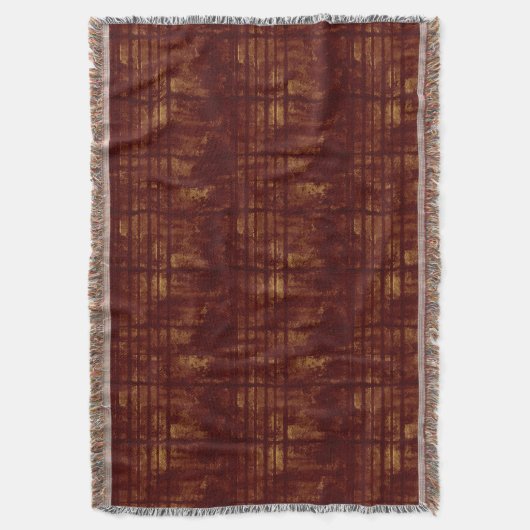 金ゴールドおよびバーガンディの汚いラインはおよびはねかけます スローブランケット (正面縦)