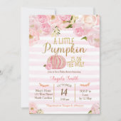 金ゴールドおよびピンクのカボチャベビーシャワーの招待状 招待状 (正面)