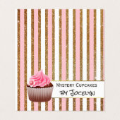 金ゴールドおよびピンクのストライプのなベーカリーによって折られる名刺 名刺 (外部フラット)