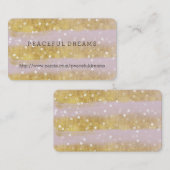 金ゴールドおよびピンクのストライプの《写真》ぼけ味の紙吹雪 名刺 (正面/裏面)