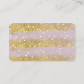 金ゴールドおよびピンクのストライプの《写真》ぼけ味の紙吹雪 名刺 (裏面)