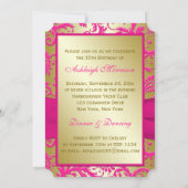 金ゴールドおよびピンクのダマスク織の第30誕生日の招待状 招待状 (裏面)