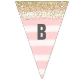 金ゴールドおよびピンクのブライダルシャワーの旗 バンティングフラッグ (第2の旗)