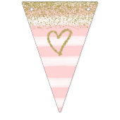 金ゴールドおよびピンクのベビーシャワーの旗 バンティングフラッグ (第2の旗)