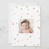 金ゴールドおよびピンクの冬のOnederlandの最初誕生日 招待状 (裏面)