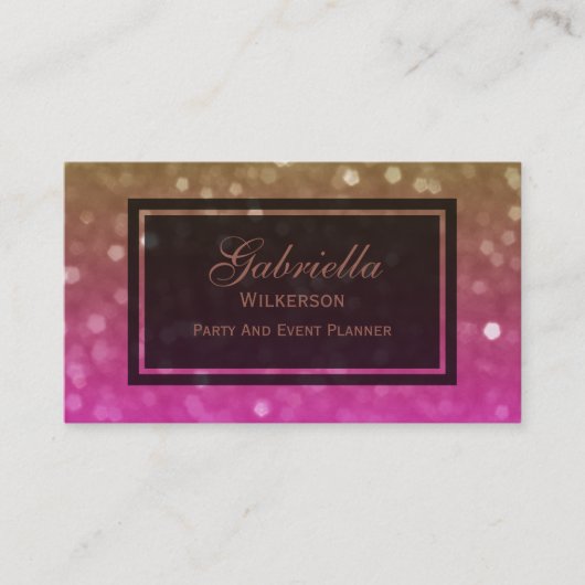 金ゴールドおよびピンクの輝きの名刺 名刺 (正面)