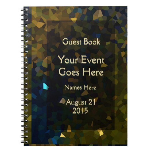 金ゴールドおよびブラウンの水晶来客名簿 ノートブック (正面)