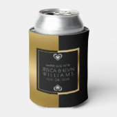 金ゴールドおよびブラックジオメトリック結婚デザインのテンプレート 缶クーラー (缶正面)