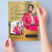 金ゴールドおよびブラックプロフェッショナルブックの発売リリース広告 チラシ (手)