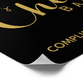 金ゴールドおよびブラック応援結婚バーまたはパーティー記号 ポスター (角)