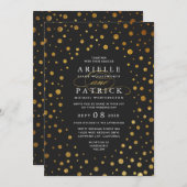 金ゴールドおよびブラック紙吹雪フォイル結婚式招待状 招待状 (正面/裏面)