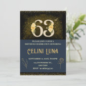 金ゴールドおよびブラック63番目の誕生日招待状 招待状 (スタンド正面)