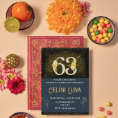 金ゴールドおよびブラック63番目の誕生日招待状 招待状