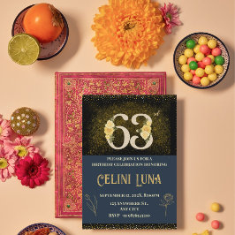 金ゴールドおよびブラック63番目の誕生日招待状 招待状