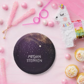 金ゴールドおよびプラム流星夜結婚式 ペーパープレート (パーティー)