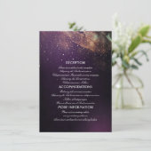 金ゴールドおよびプラム紫色夜結婚式情報 エンクロージャーカード (スタンド正面)