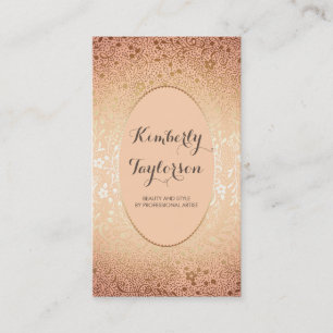 金ゴールドおよびモモの花のエレガントなヴィンテージけれどもモダン 名刺