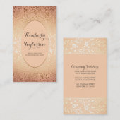 金ゴールドおよびモモの花のエレガントなヴィンテージけれどもモダン 名刺 (正面/裏面)