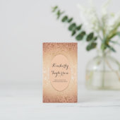 金ゴールドおよびモモの花のエレガントなヴィンテージけれどもモダン 名刺 (スタンド正面)