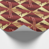 金ゴールドおよびワインの馬のメリークリスマスLg。 プリント ラッピングペーパー (角)