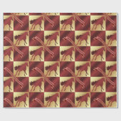 金ゴールドおよびワインの馬のメリークリスマスLg。 プリント ラッピングペーパー (フラット)