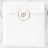 金ゴールドおよび任意の色華美イニシャルモノグラムF ラウンドシール (バッグ)