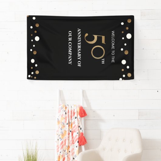 金ゴールドおよび企業のな黒第50記念日 横断幕 (インサイチュ)