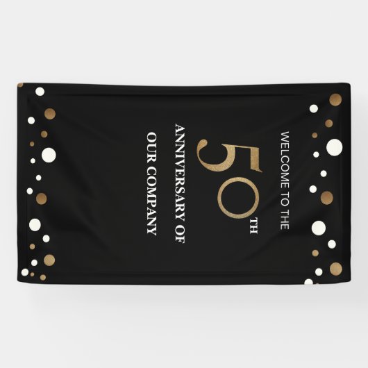 金ゴールドおよび企業のな黒第50記念日 横断幕 (横)