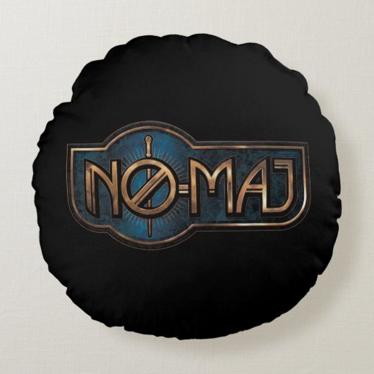 金ゴールドおよび大理石NO-MAJ™バッジ ラウンドクッション (正面)