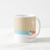 金ゴールドおよび水の聖餐の花のスワッグ コーヒーマグカップ (正面右)