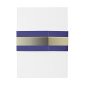 金ゴールドおよび海軍モノグラムの結婚式の腹バンド 招待状ベリーバンド (裏面例)