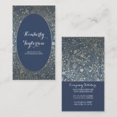 金ゴールドおよび海軍花のエレガントなヴィンテージけれどもモダン 名刺 (正面/裏面)