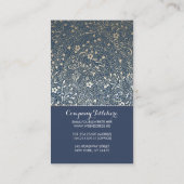 金ゴールドおよび海軍花のエレガントなヴィンテージけれどもモダン 名刺 (裏面)