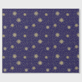 金ゴールドおよび海軍雪片の休日 ラッピングペーパー (フラット)
