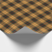 金ゴールドおよび深緑色の素朴な格子縞パターン ラッピングペーパー (角)