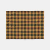 金ゴールドおよび深緑色の素朴な格子縞 フリースブランケット (正面(横))