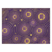 金ゴールドおよび濃紫色のはすの花 テーブルクロス (正面(横))
