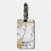 金ゴールドおよび灰色の大理石パターンモノグラム ラゲッジタグ (裏面縦)