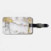 金ゴールドおよび灰色の大理石パターンモノグラム ラゲッジタグ (裏面横)