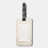 金ゴールドおよび白いクローバーの荷物のラベル ラゲッジタグ (裏面縦)