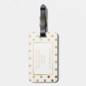 金ゴールドおよび白い水玉模様の荷物のラベル ラゲッジタグ (裏面縦)