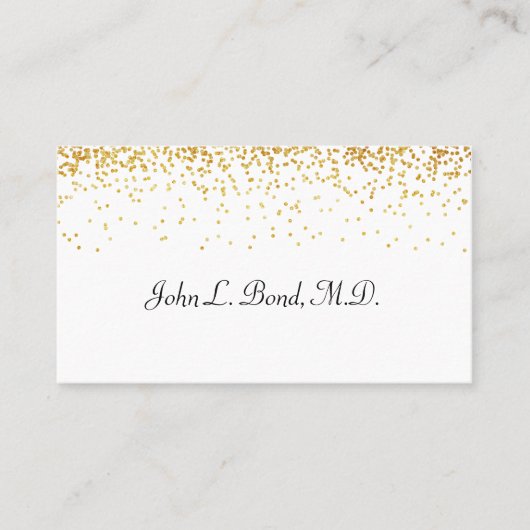 金ゴールドおよび白い紙吹雪の名刺 名刺 (正面)