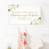 金ゴールドおよび白い花の結婚式の旗の装飾 横断幕 (インサイチュ)