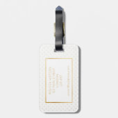 金ゴールドおよび白く小さい水玉模様の荷物のラベル ラゲッジタグ (裏面縦)