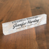 金ゴールドおよび白によって大理石模様をつけられる机用ネームプレート デスクネームプレート (側面)